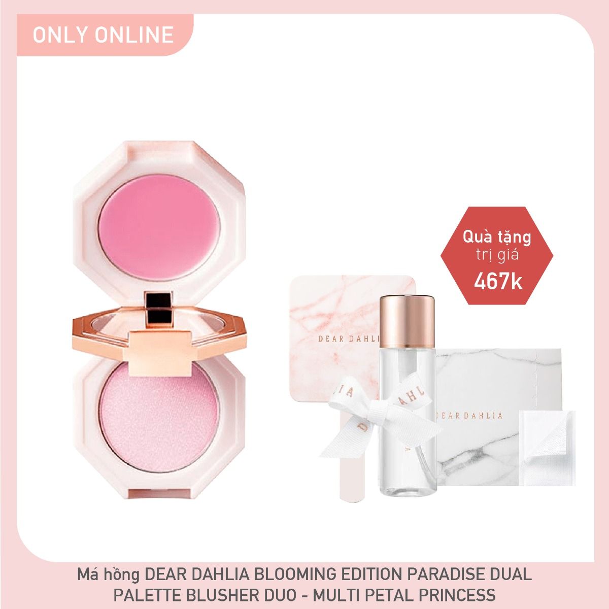 Combo Má Hồng Đa Năng Dear Dahlia Blooming Edition Paradise Dual Palette Blusher Duo - Mix #Petal Princess