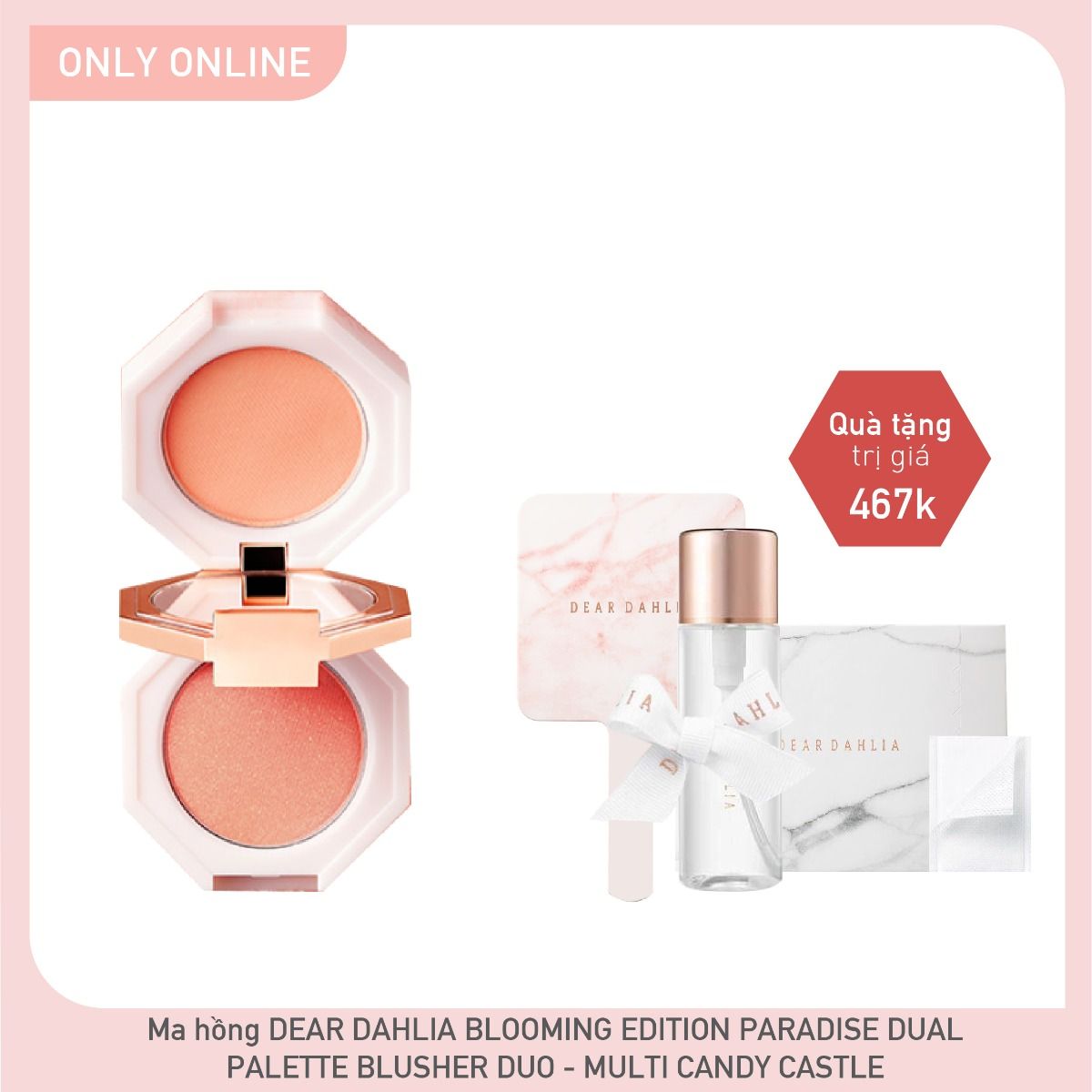 Combo  Má Hồng 2 In 1 Dear Dahlia Blooming Edition Paradise Dual Palette Blusher Duo - Mix #Candy Castle