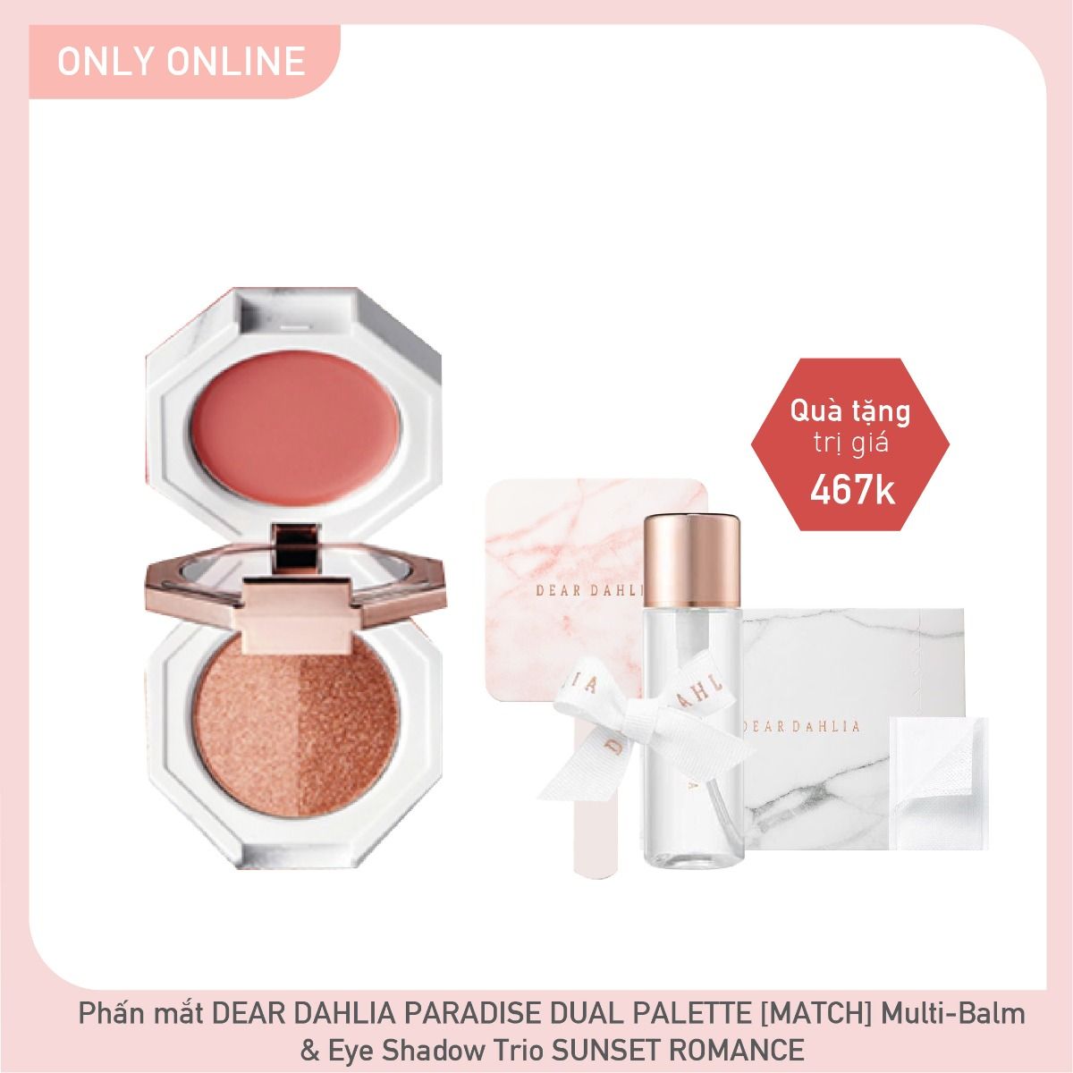 Combo Phấn Mắt Má Hồng Đa Năng Dear Dahlia Paradise Dual Palette [Match] Trio Sunset Romance
