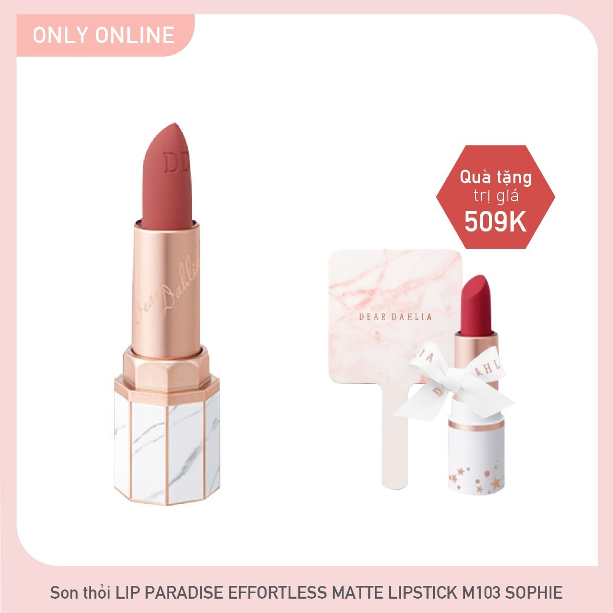 Combo Son Lì Dear Dahlia Lip Paradise Effortless Matte Lipstick - M103 Sophie (3Pc)