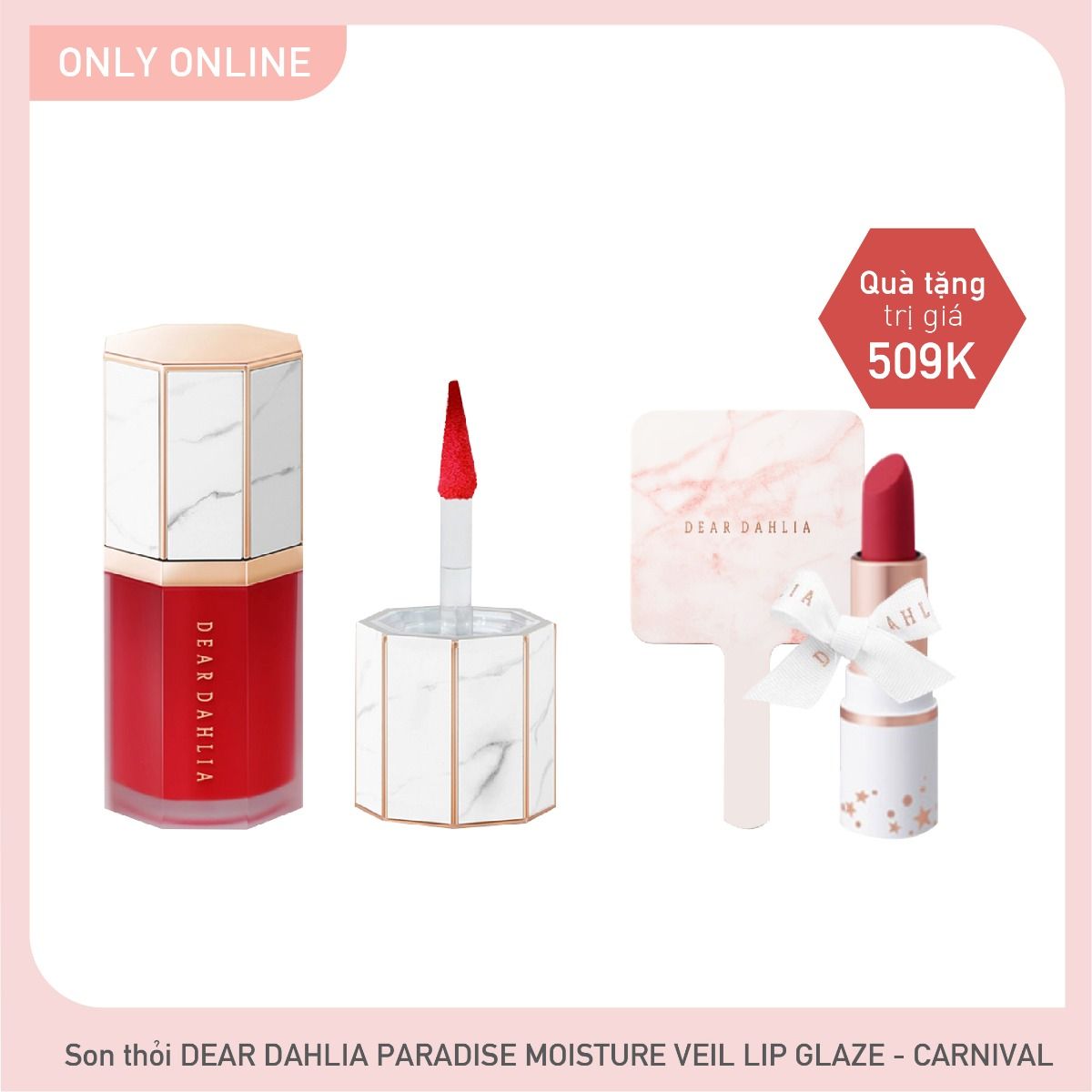 Combo Son Nước Dear Dahlia Paradise Moisture Veil Lip Glaze - Carnival