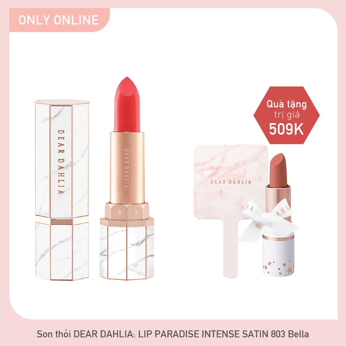 Combo Son Lì Hiệu Ứng Bán Mờ Dear Dahlia Lip Paradise Intense Satin (803 Bella)