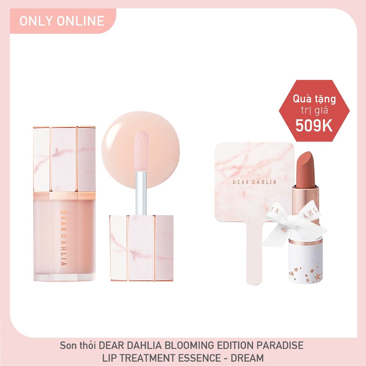 Combo Son Dưỡng Môi Chăm Sóc Dịu Nhẹ Dear Dahlia Blooming Edition Paradise Lip Treatment Essence - Dream