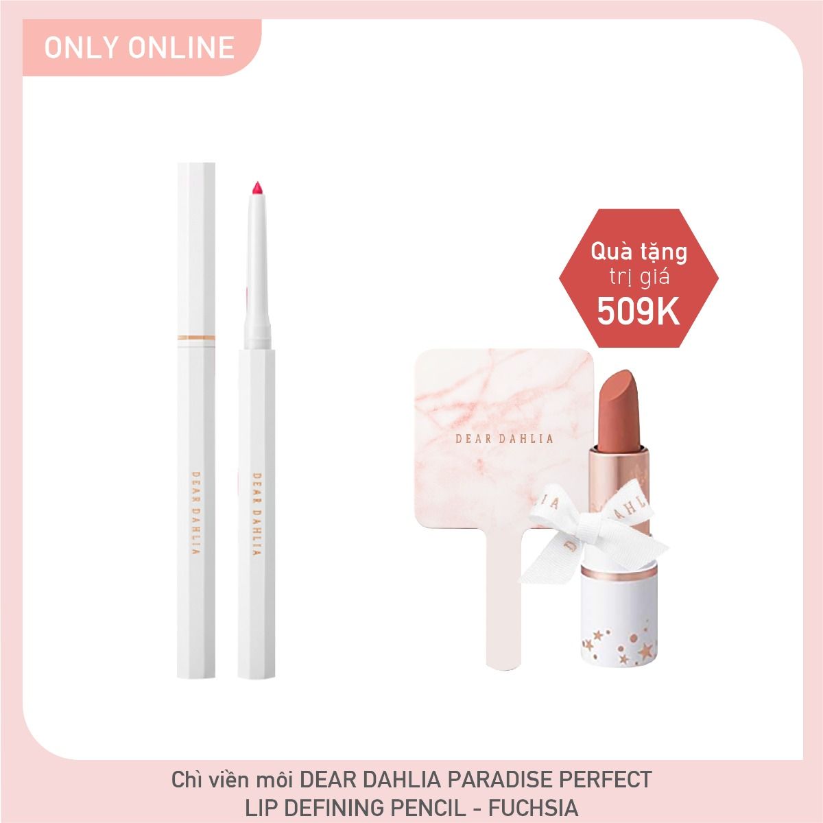 Combo Son & Chì Kẻ Viền Môi Dear Dahlia Paradise Perfect Lip Defining Pencil (Fuchsia)