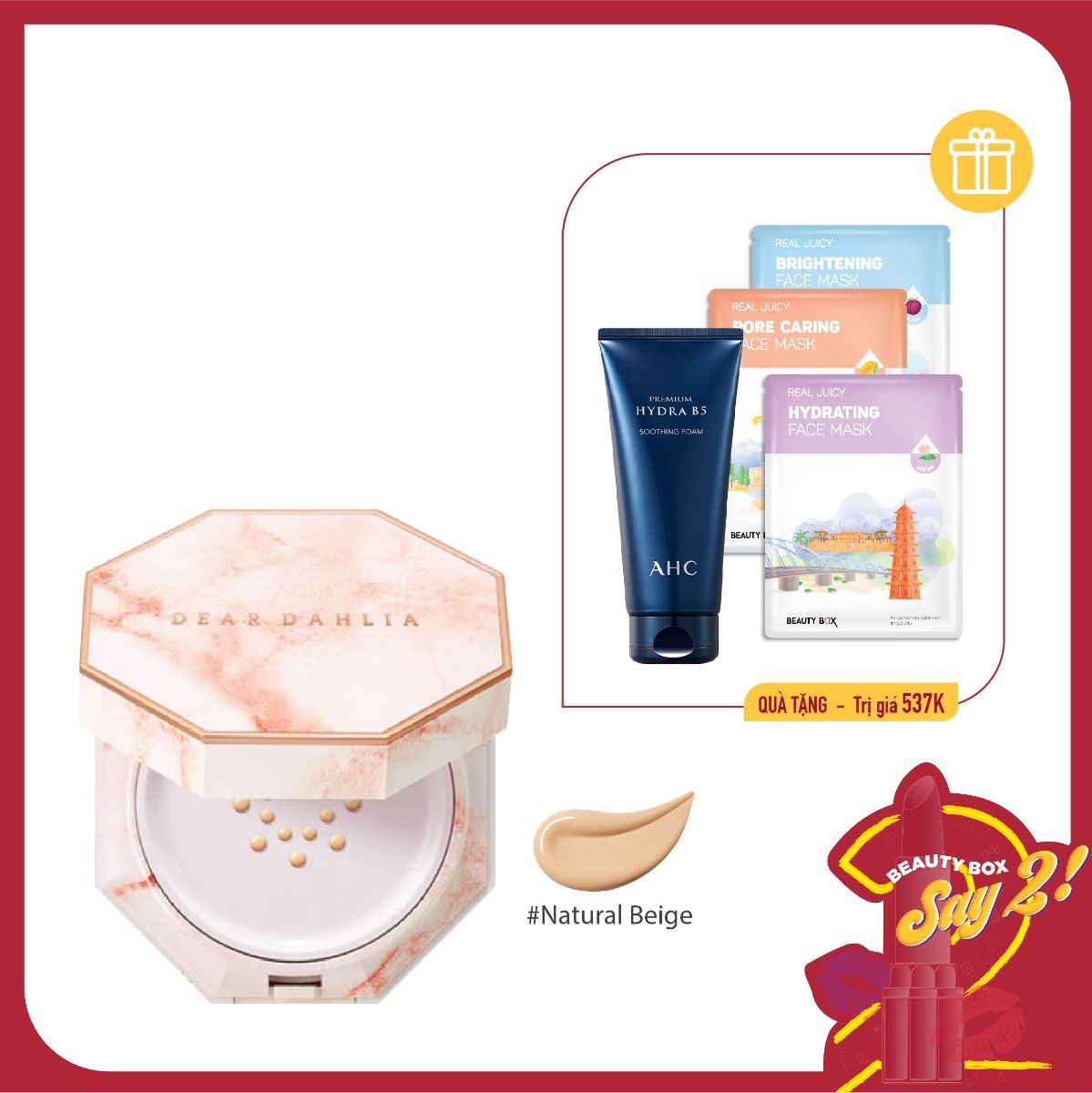 Combo Dưỡng Da & Kem Nền Trang Điểm Dear Dahlia Blooming Edition Skin Paradise Pure Moisture Cushion Foundation