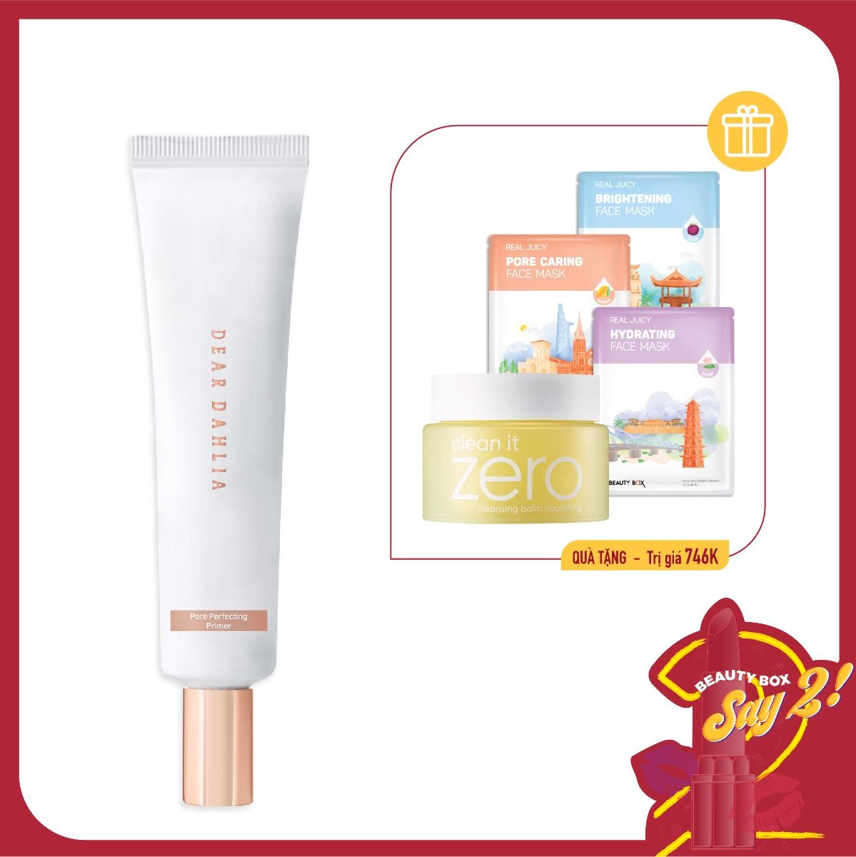 Combo Dưỡng Da, Tẩy Trang & Kem Lót Trang Điểm Dear Dahlia Skin Paradise Pore Perfecting Primer