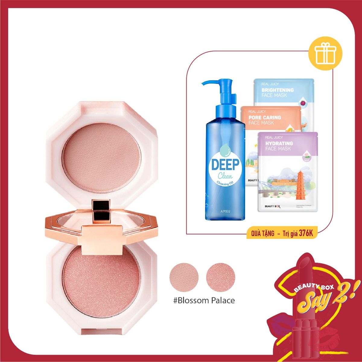 Combo Dưỡng Da & Má Hồng Dear Dahlia Blooming Edition Paradise Dual Palette Blusher Duo