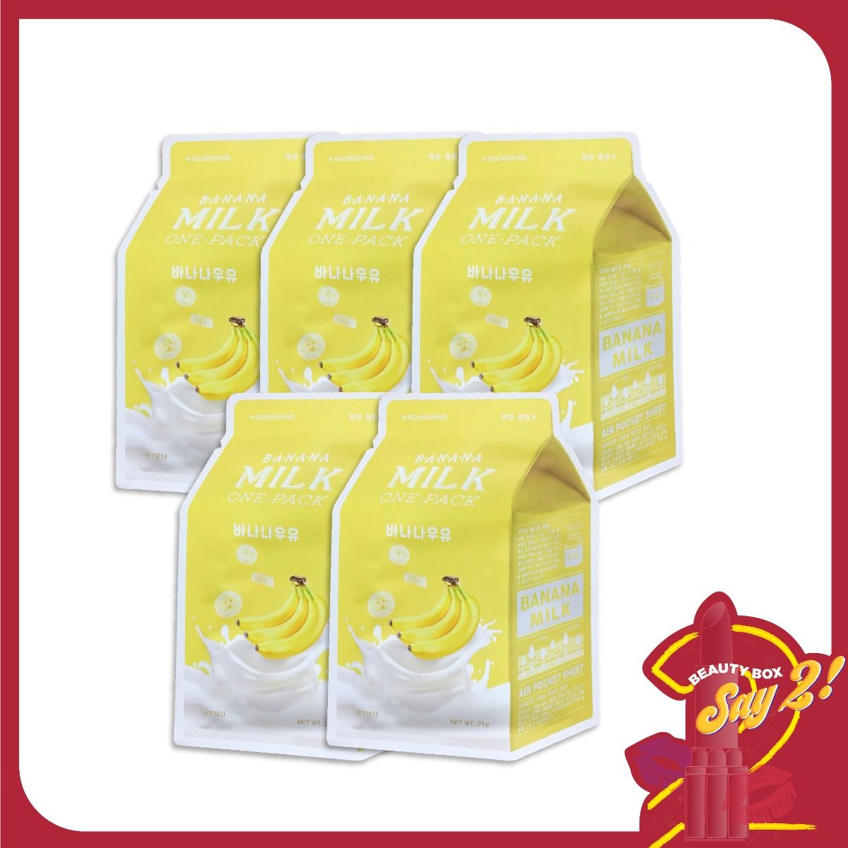 Combo 5 Mặt Nạ Giấy Nuôi Dưỡng Da Sáng Khỏe A'pieu Banana Milk One - Pack 21G