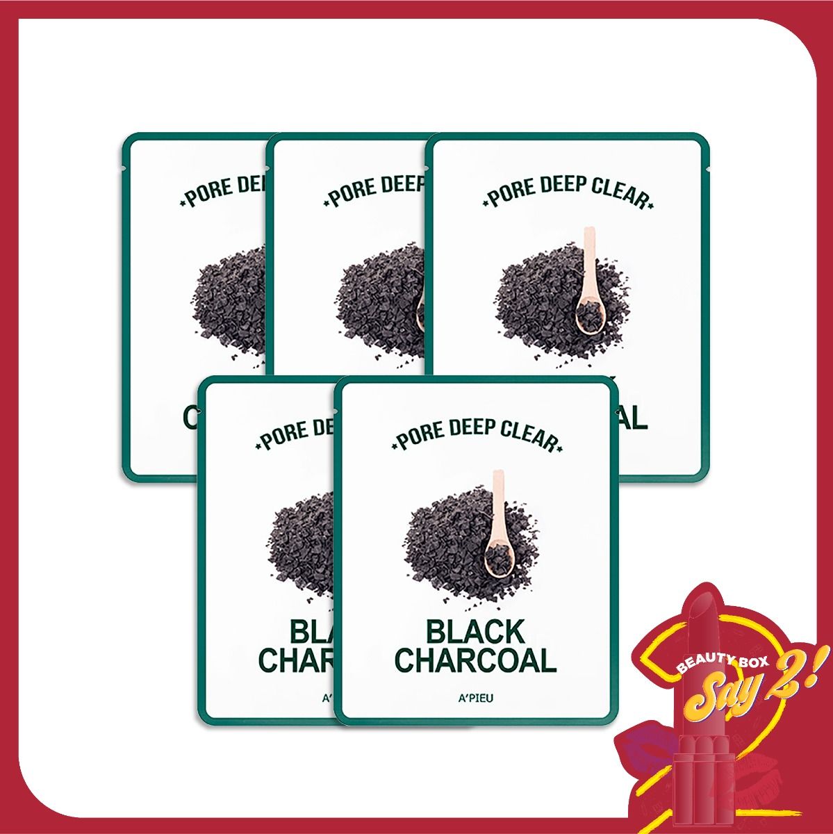 Combo 5 Mặt Nạ Giấy Chăm Sóc Lỗ Chân Lông A'pieu Pore Deep Clear Black Charcoal