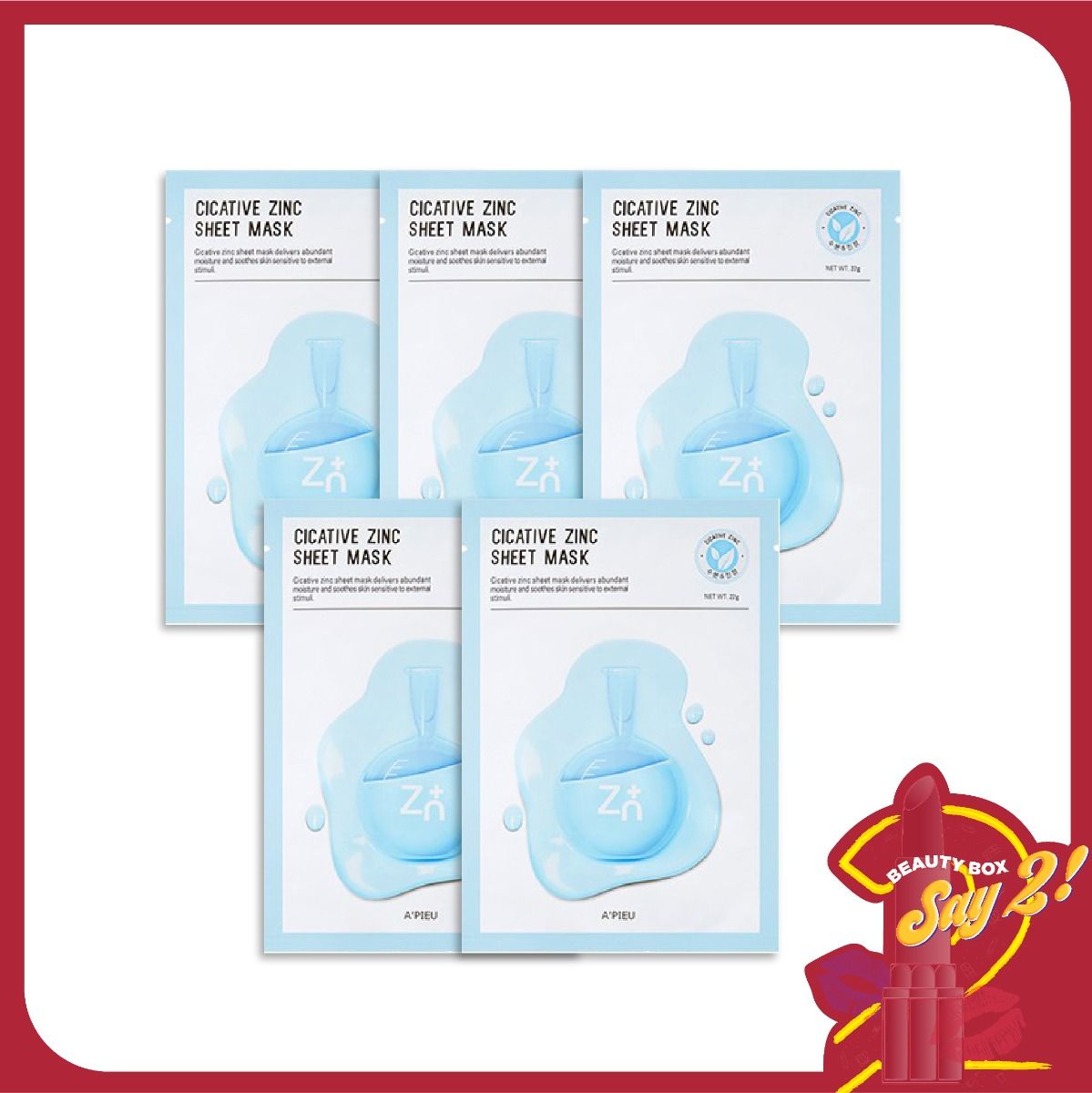Combo 5 Mặt Nạ Giấy Làm Dịu Da A'pieu Cicative Zinc Sheet