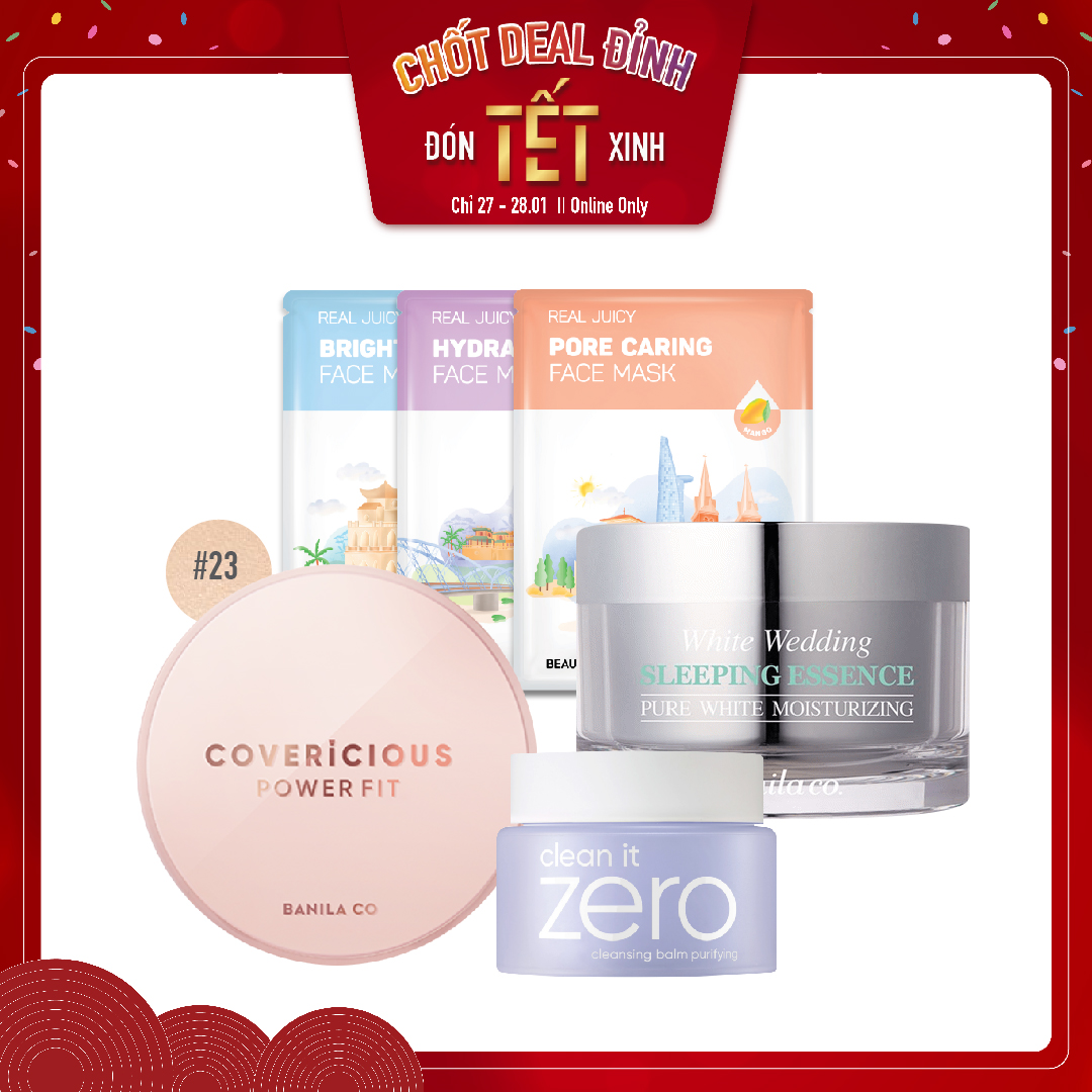 Combo Mặt Nạ Ngủ & Phấn Nước Che Phủ Hoàn Hảo Banila Co Covericious Power Fit Cushion (6Pc)