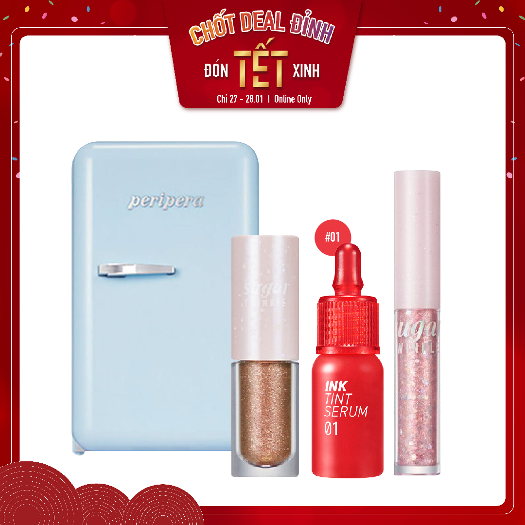 Combo Màu Mắt & Son Tint Hiệu Ứng Căng Mọng Peripera Ink Tint Serum 01 Over Pretty