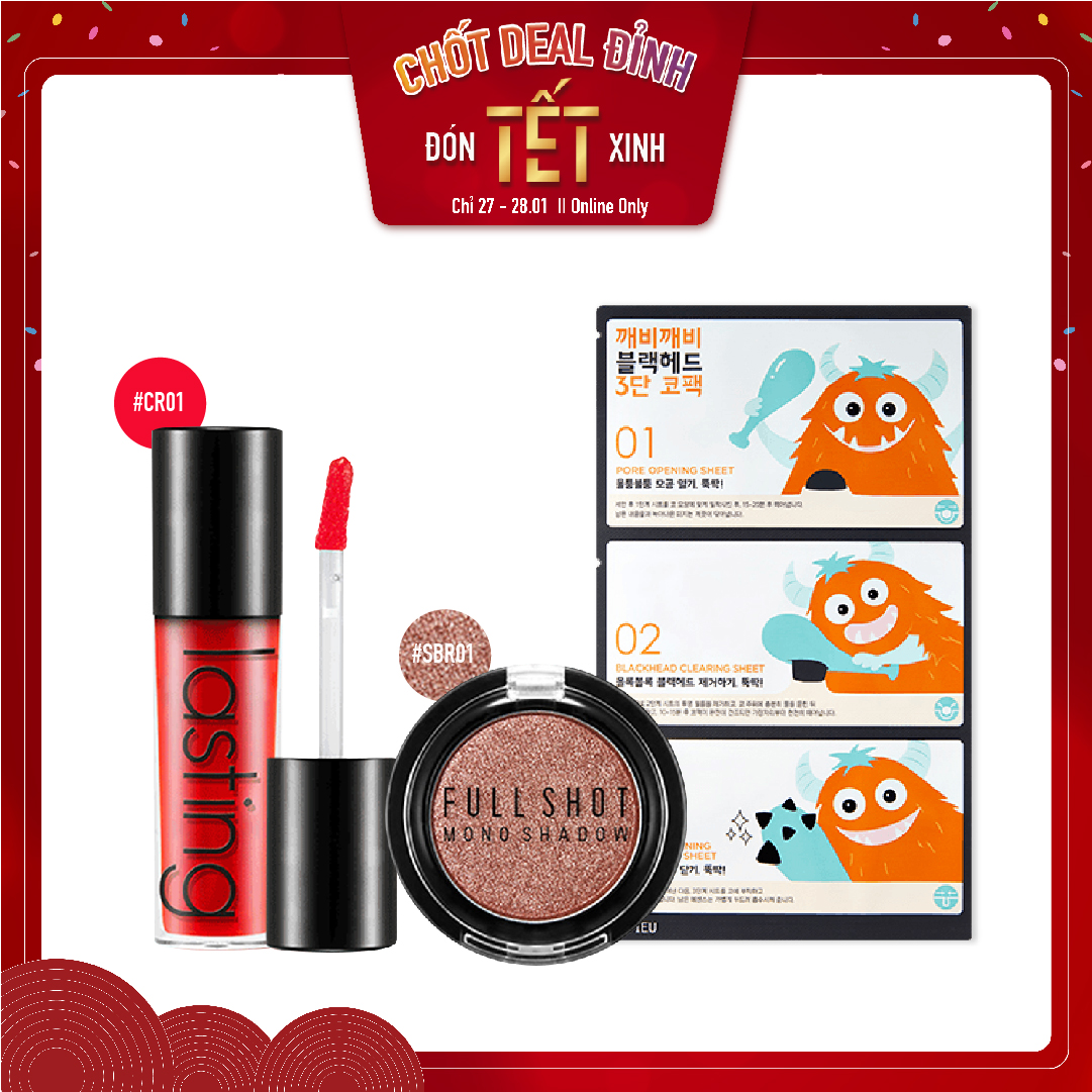Combo Màu Mắt & Son Tint Hiệu Ứng Bóng A'pieu Lasting Gel Tint Cr01