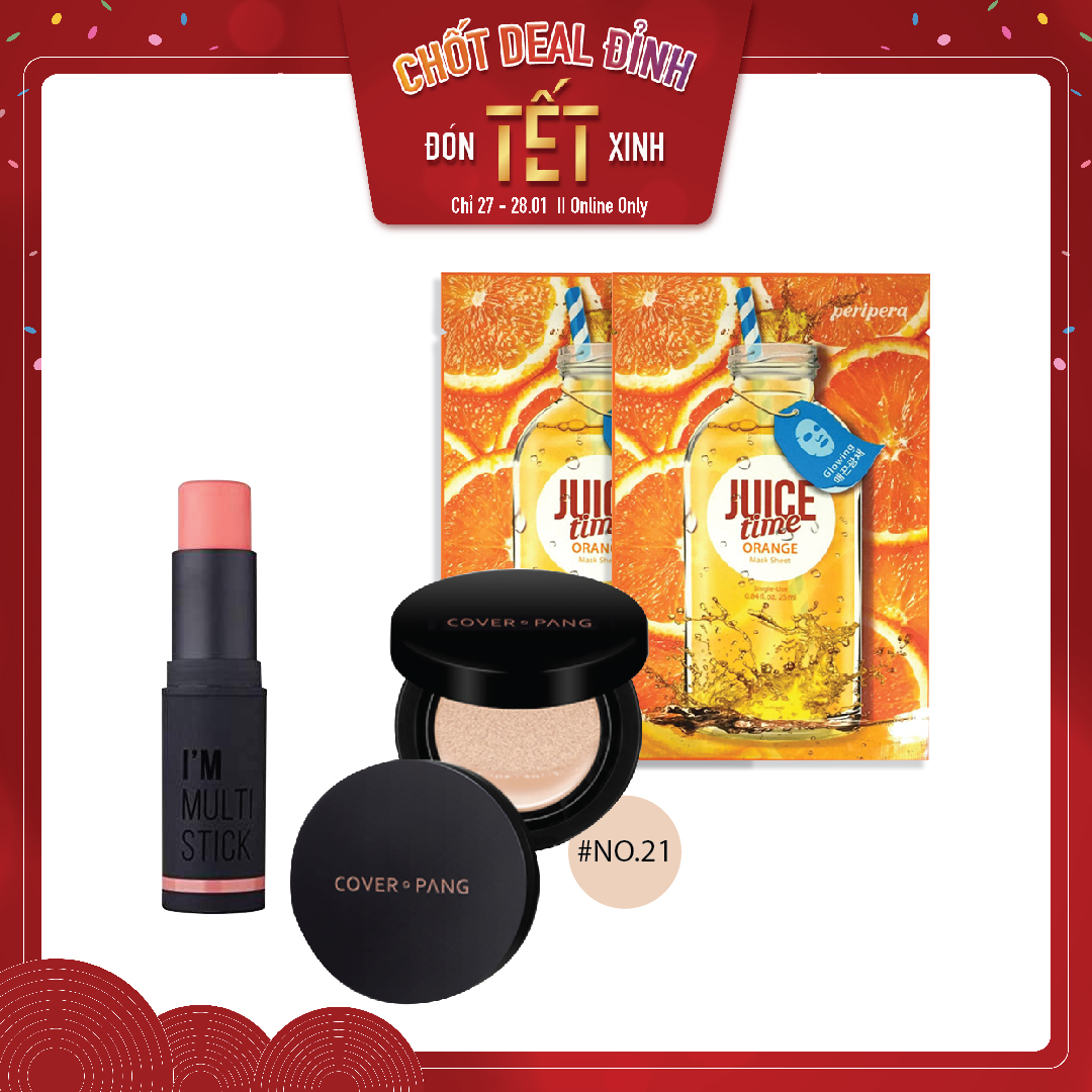 Combo Má Hồng & Phấn Nước Che Phủ Hoàn Hảo, Lâu Trôi A'pieu Cover - Pang Long Wear Cushion No.21