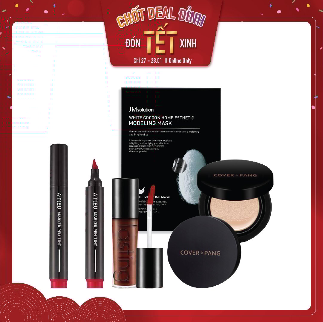 Combo Son Môi & Phấn Nước Che Phủ Hoàn Hảo, Lâu Trôi A'pieu Cover - Pang Long Wear Cushion No.13
