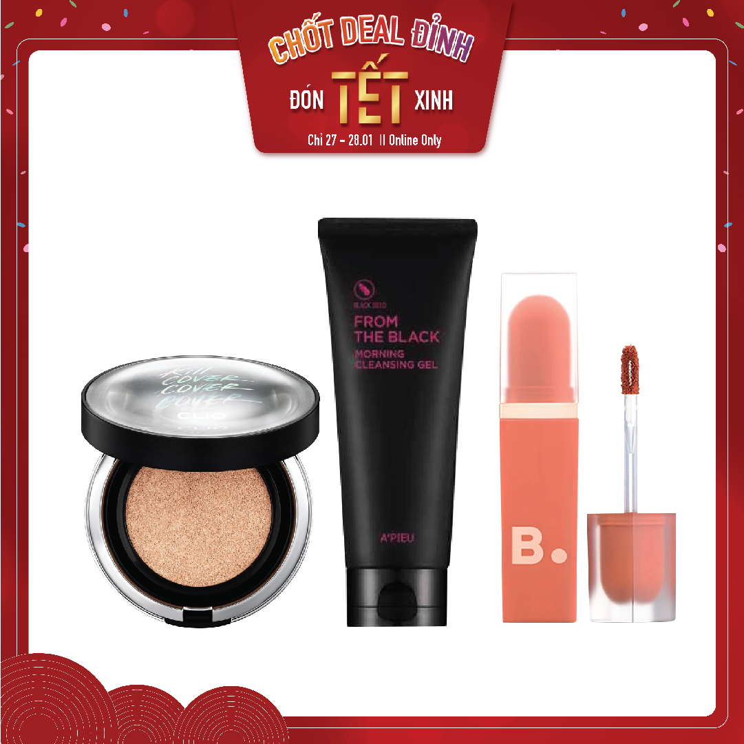 Combo Son Kem & Phấn Nước Hiệu Ứng Mịn Clio Kill Cover Founwear Cushion Xp Spf50+ Pa+++ 03 Linen