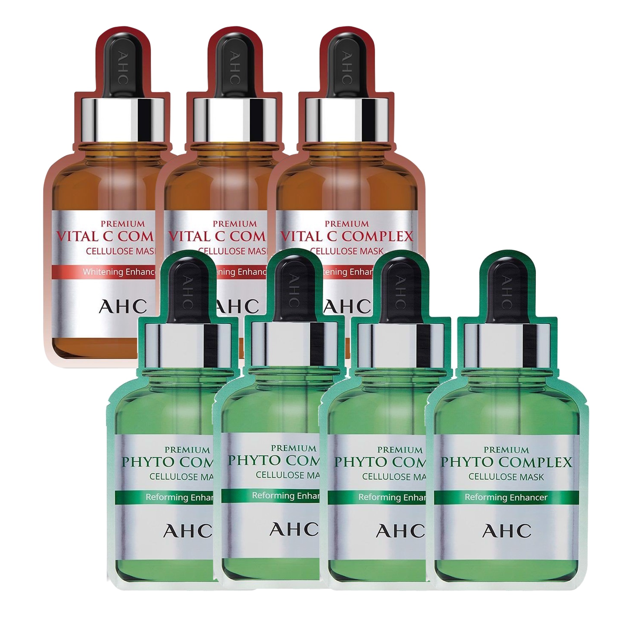 Combo 4 Mặt Nạ Giấy Làm Dịu Phục Hồi Da Ahc Premium Phyto Complex (Tặng 3 Mặt Nạ Làm Sáng Trắng Da Ahc Premium Vital C)