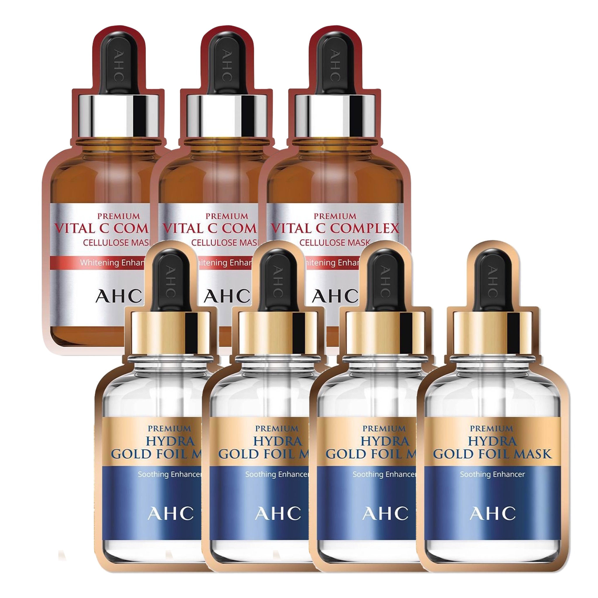 Combo 4 Mặt Nạ Vàng Chống Lão Hóa Ahc Premium Hydra Gold Foil (Tặng 3 Mặt Nạ Làm Sáng Trắng Da Ahc Premium Vital C)
