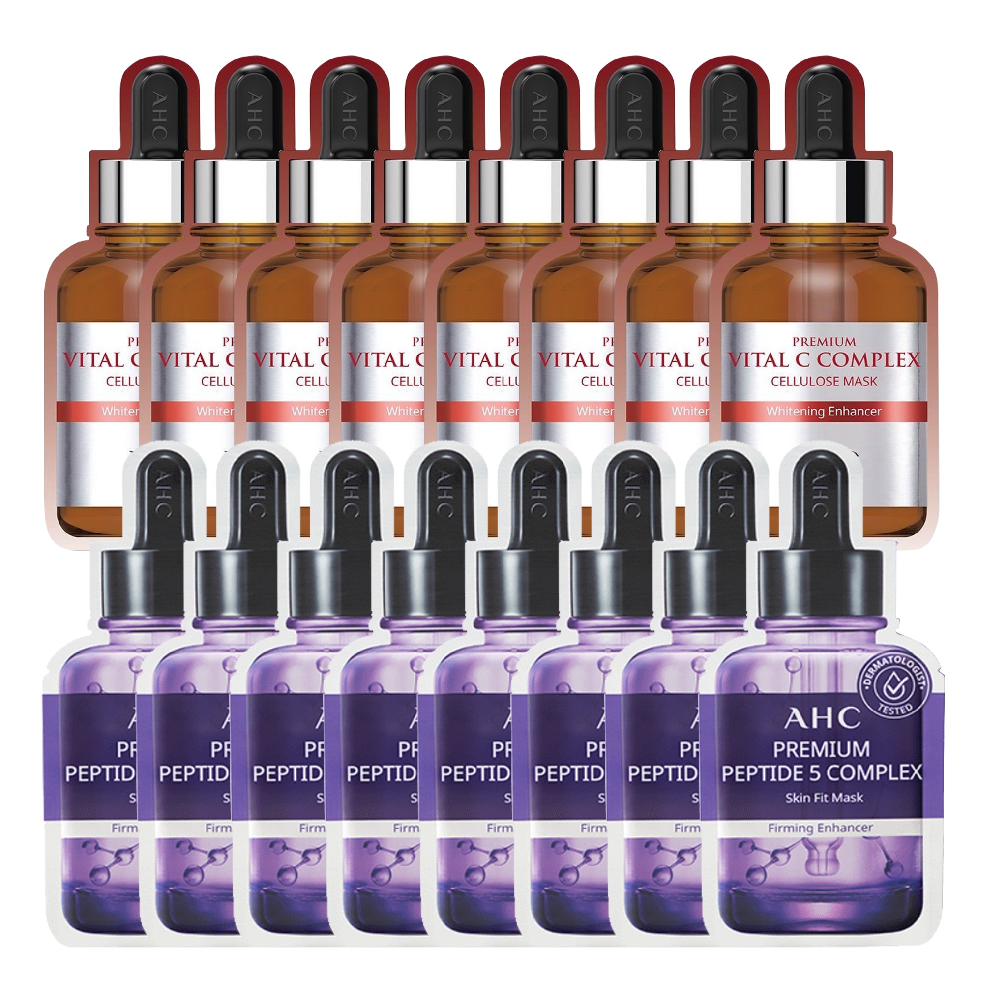 Combo 8 Mặt Nạ Giấy Làm Săn Chắc Da Ahc Premium Peptide 5 (Tặng 8 Mặt Nạ Làm Sáng Trắng Da Ahc Premium Vital C)