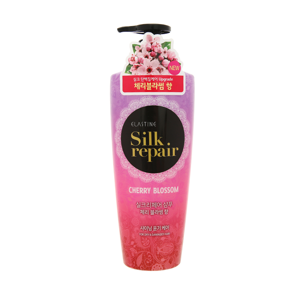 Dầu Gội Dưỡng Tóc Hương Hoa Anh Đào Elastine Silk Repair Cherry Blossom Shampoo 550Ml