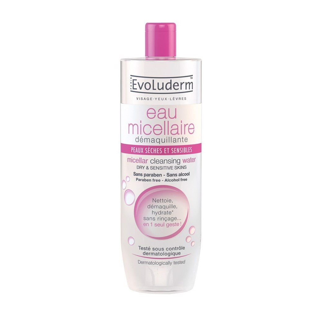 Tẩy Trang Cho Da Khô Và Nhạy Cảm Evoluderm Eau Micellar Peaux Seches/Sensibles 250 Ml
