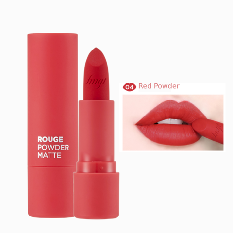 [Fmgt] Son Lì Mềm Mại Môi Thefaceshop Rouge Powder Matte (3.2G) 04 Red Powder