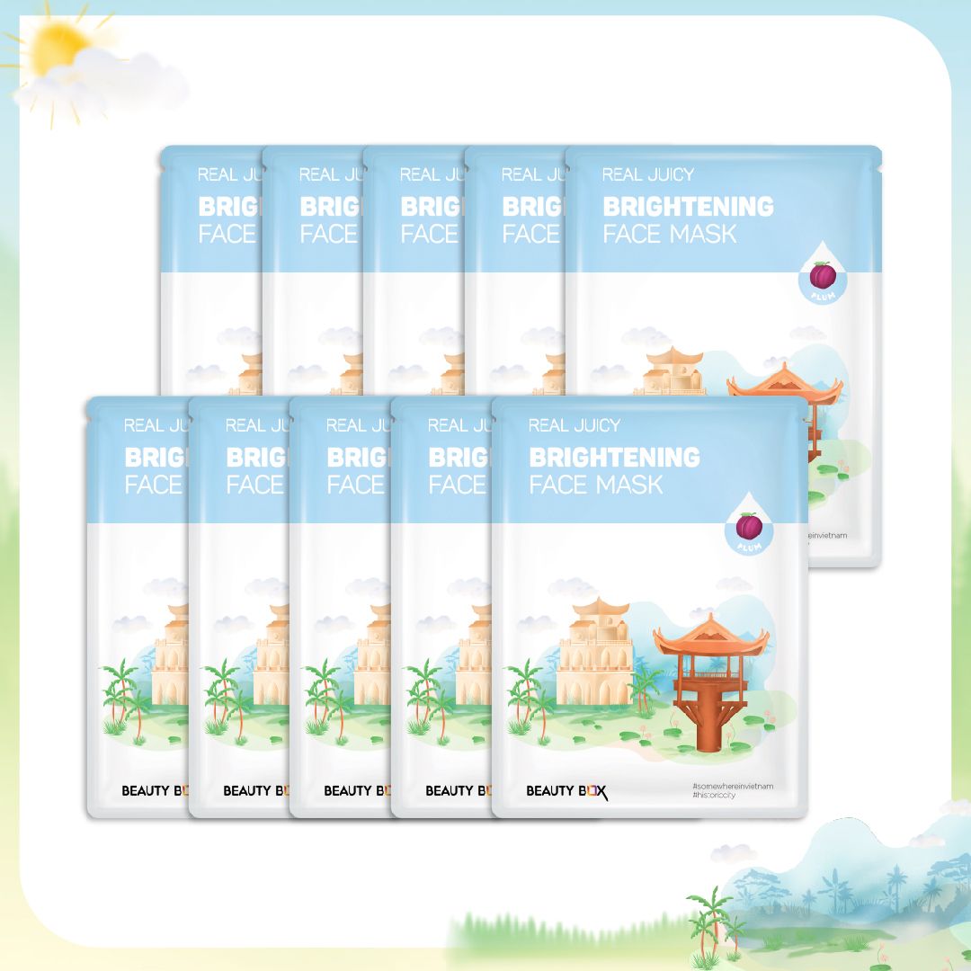 Set 10 Mặt Nạ Giấy Làm Sáng Da Beauty Box Real Juicy Brightening