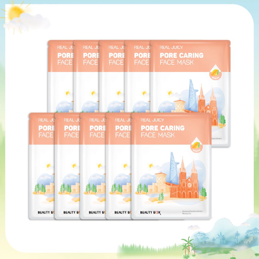 Set 10 Mặt Nạ Giấy Chăm Sóc Lỗ Chân Lông Beauty Box Real Juicy Pore Caring