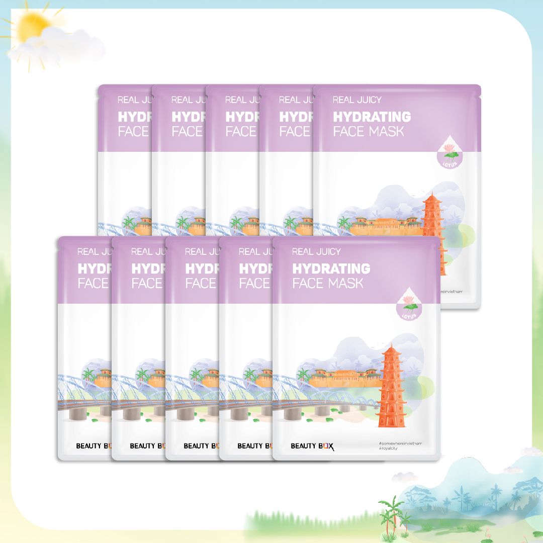 Set 10 Mặt Nạ Giấy Cấp Nước Dưỡng Da Mượt Mà Beauty Box Real Juicy Hydrating