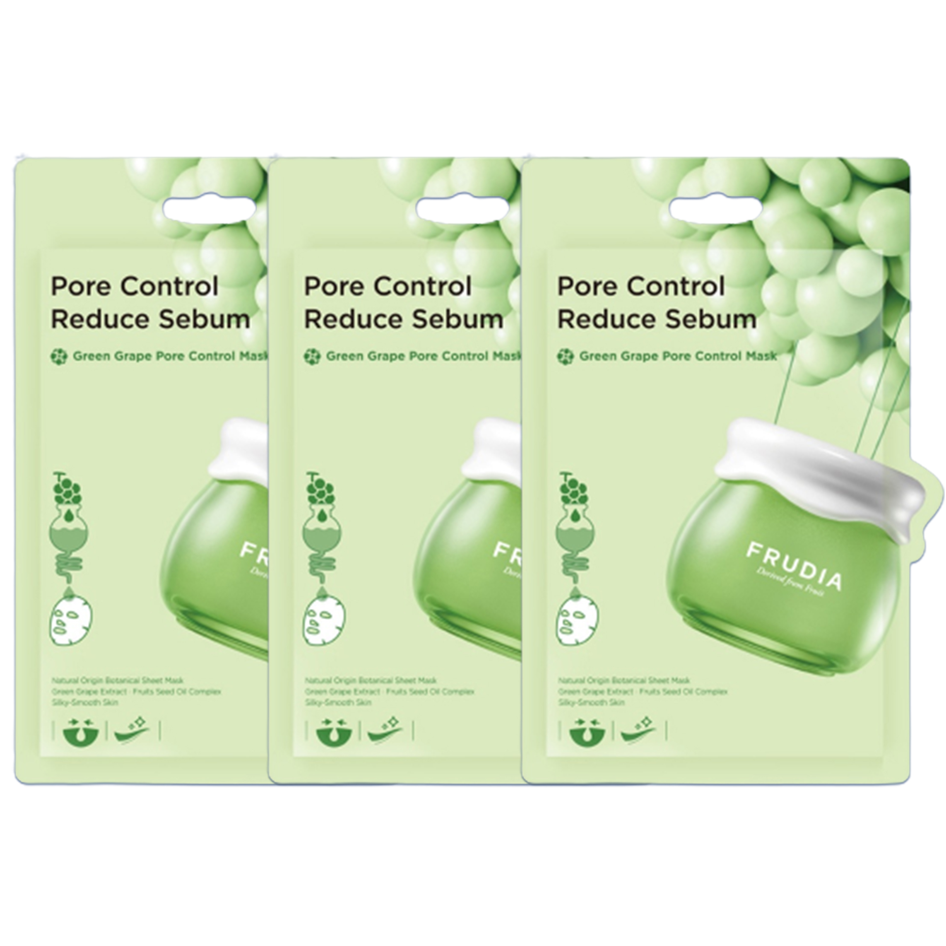 Set 03 Mặt Nạ Dưỡng Ẩm Se Khít Lỗ Chân Lông Frudia Green Grape Pore Control Mask 20Ml