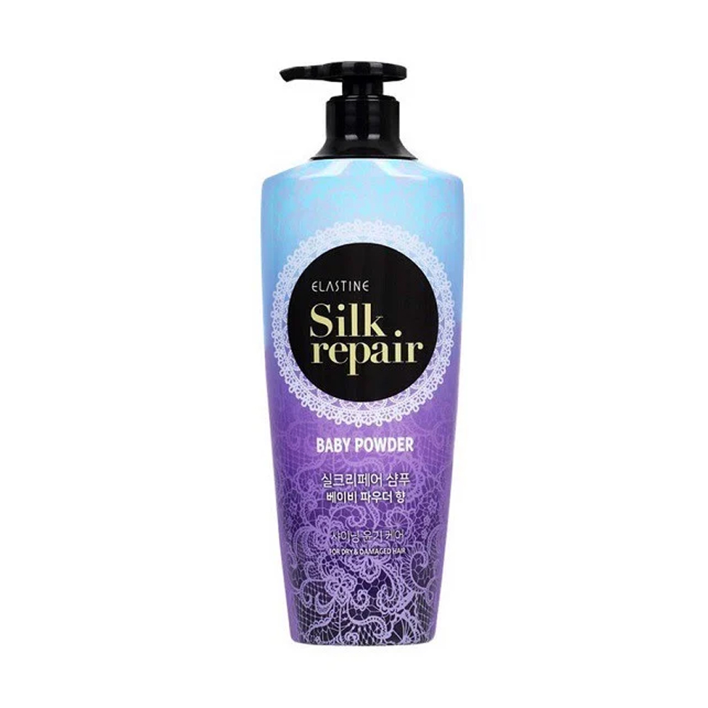 Dầu Gội Dưỡng Tóc Hương Phấn Em Bé Elastine Silk Repair Baby Powder Shampoo 550Ml