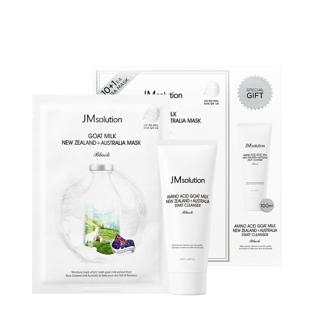 Bộ Mặt Nạ Cấp Ẩm Jmsolution Goat Milk New Zealand+Australia Mask Black Edition