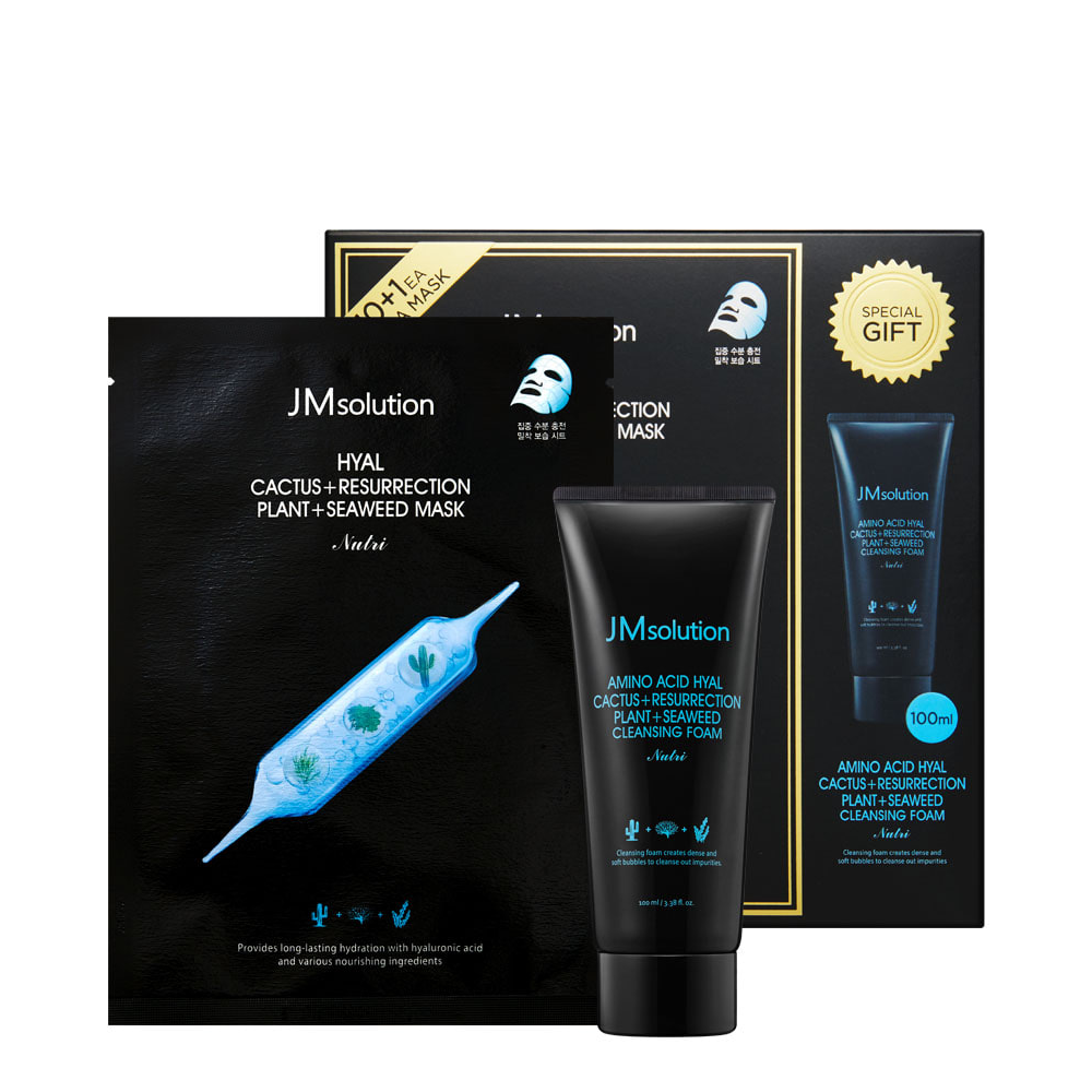 Bộ Sản Phẩm Mặt Nạ Jmsolution Hyal Cactus+Resurrection Plant+Seaweed Mask Nutri Edition