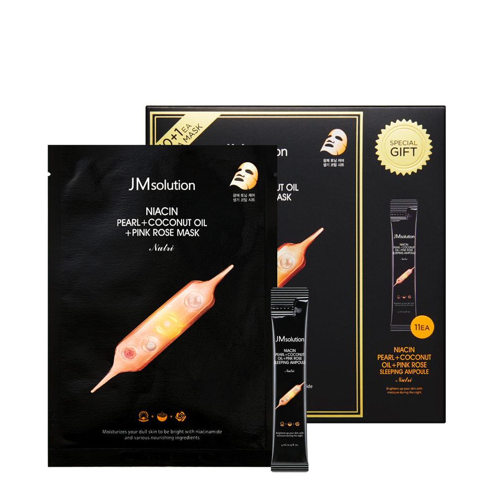Bộ Mặt Nạ Dưỡng Sáng Da Jmsolution Niacin Pearl+Coconut Oil+Pink Rose Mask Nutri Edition