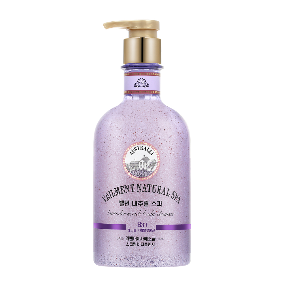 Sữa Tắm Tẩy Tế Bào Chết Có Hạt On The Body Veilment Natural Spa Lavender Scrub Body Cleanser 600G