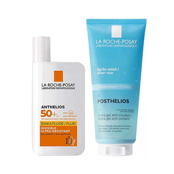 Combo Sữa Chống Nắng Và Làm Dịu Da Anthelios Invisible Fluid Spf50 50Ml & Gel Dưỡng Dịu Da Posthelios Cooling100Ml