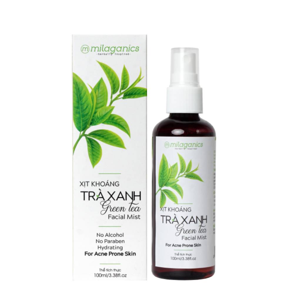 Xịt Khoáng Trà Xanh Milaganics Green Tea Facial Mist 100Ml