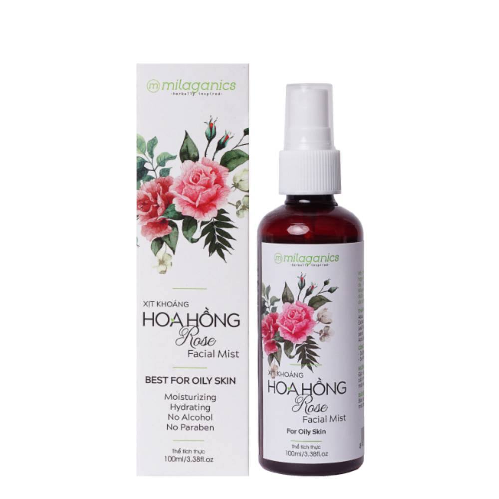 Xịt Khoáng Hoa Hồng Milaganics Rose Facial Mist 100Ml