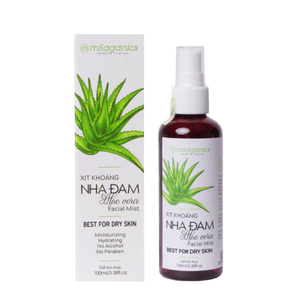 Xịt Khoáng Nha Đam Milaganics Aloe Vera Facial Mist 100Ml