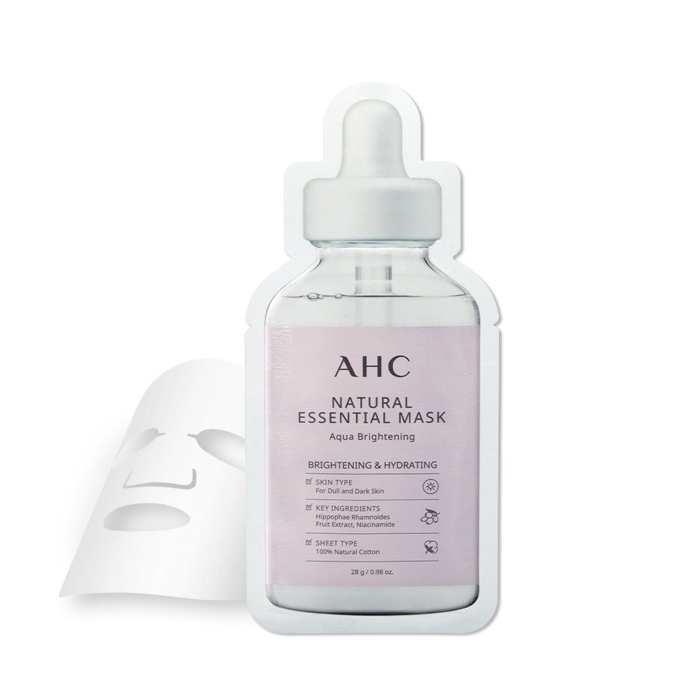 Mặt Nạ Giấy Làm Sáng Da Ahc Natural Essential Mask Aqua Brightening 28G [Không Đổi Trả, Hsd Tháng 01/2023]