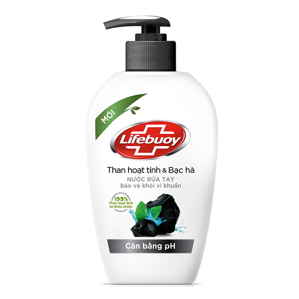Nước Rửa Tay Than Hoạt Tính Và Bạc Hà Lifebuoy Liquid Hand Soap Charcoal Mint