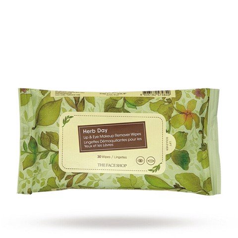 Khăn Giấy Tẩy Trang Vùng Mắt Và Môi Thefaceshop Herb Day Lip&Eye Remover Wipes (30Pcs)