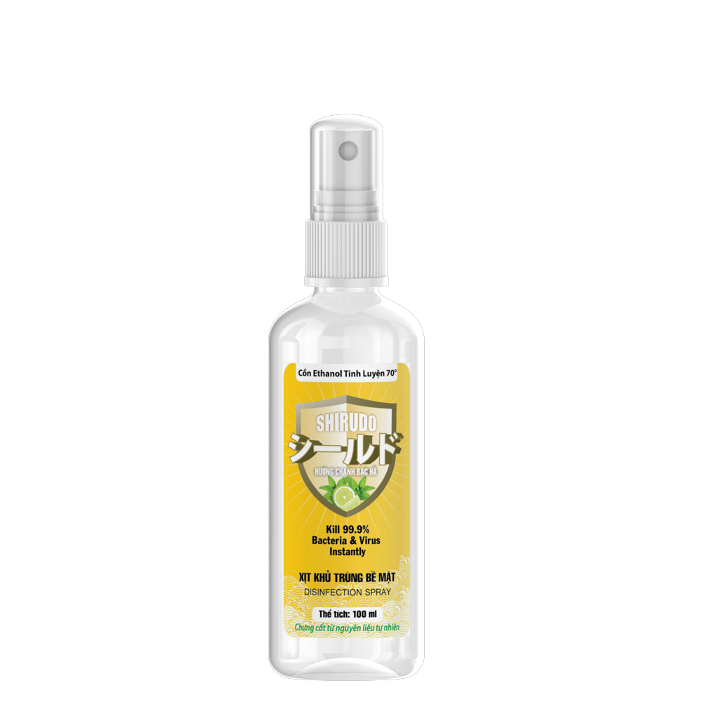 Nước Rửa Tay Dạng Xịt Hương Chanh Shirudo Concentrated Ethanol 70 - Lemon 100Ml