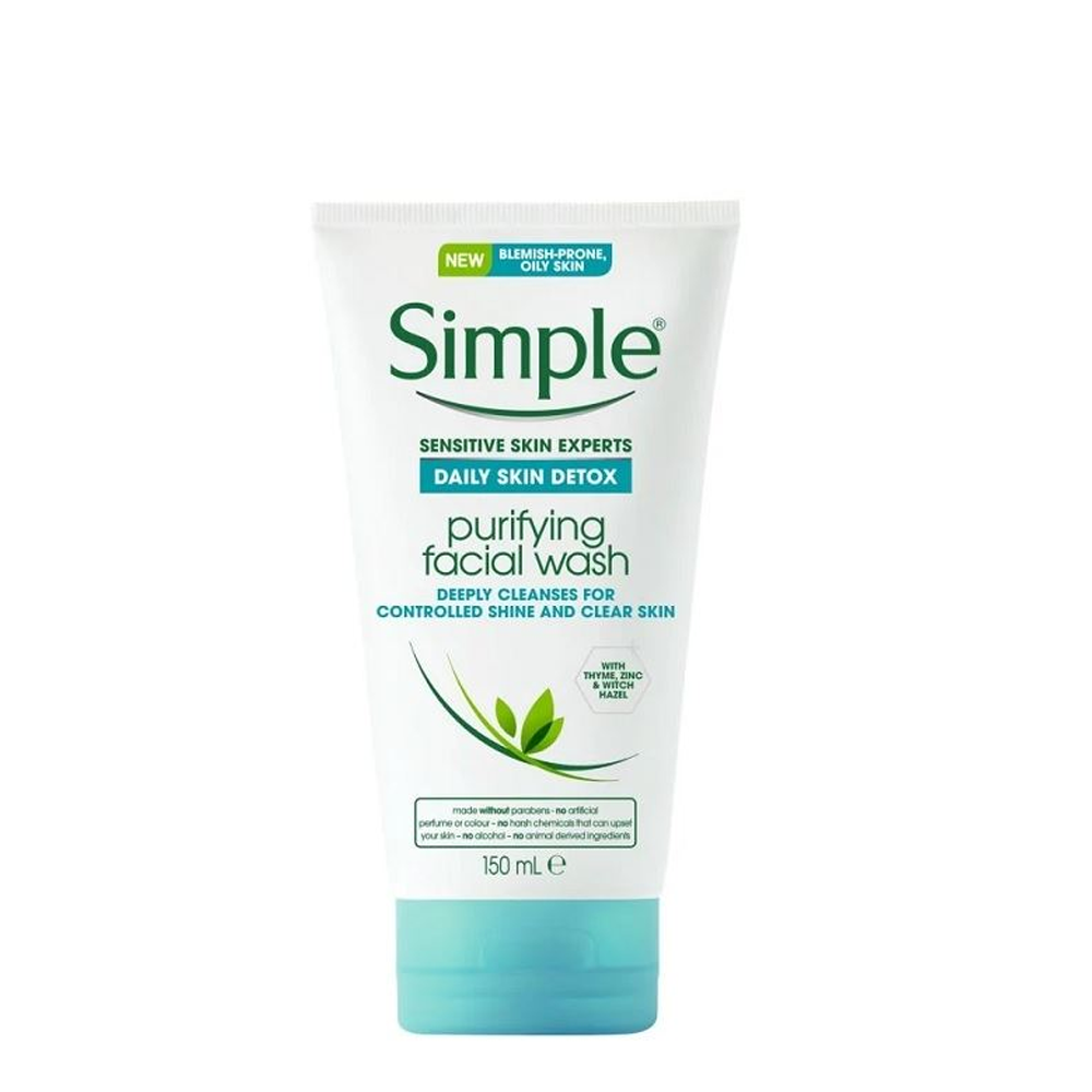Gel Rửa Mặt Detox Da Simple Daily Skin Detox Purifying Facial Wash 150Ml