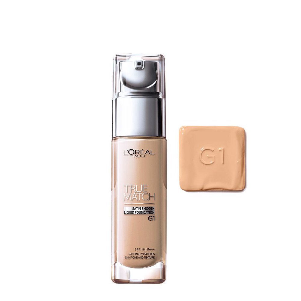 Kem Nền Mịn Da L’oreal True Match Satin Smooth Liquid Foundation Spf16 Pa++ 30Ml G1 Gold Ivory