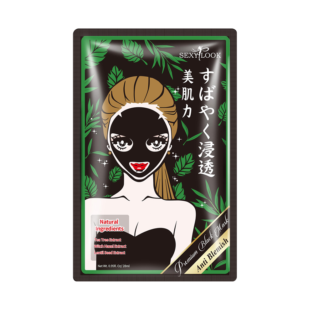 Mặt Nạ Tràm Trà Kiểm Soát Dầu Và Mụn Sexylook Tea Tree Anti Blemish Black Facial (1Pc)
