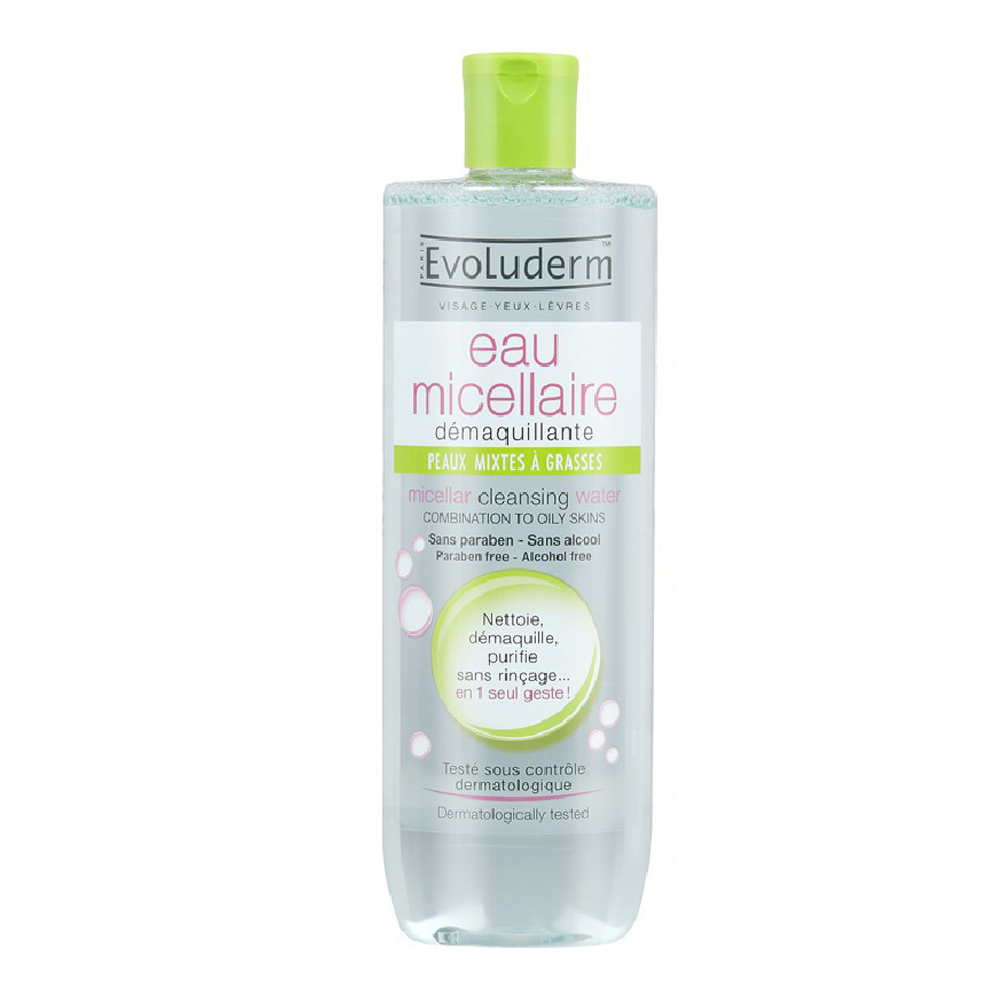 Nước Tẩy Trang Cho Da Hỗn Hợp Dầu Mụn Evoluderm Micellar Water Combination Skins 500Ml