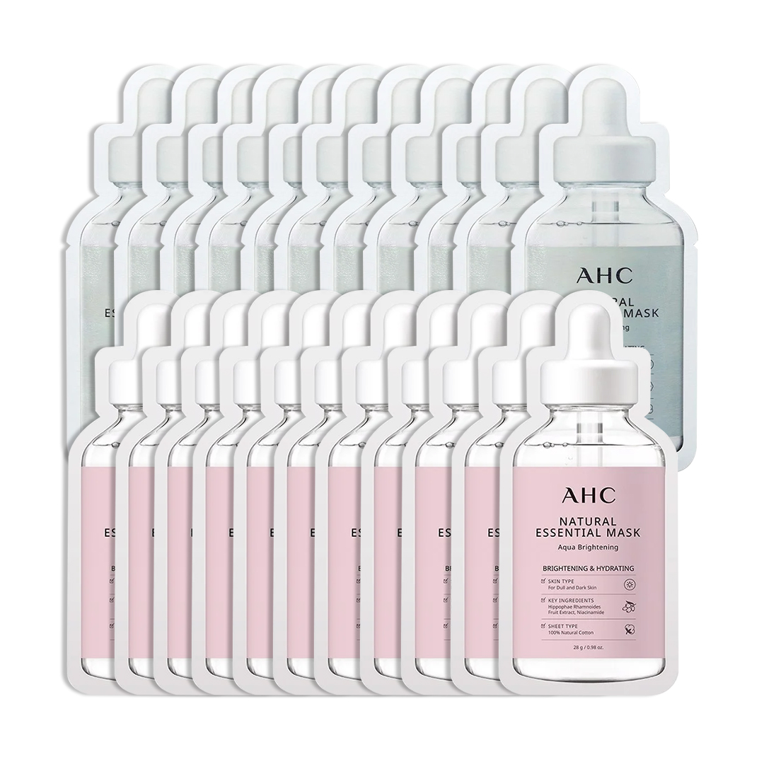 [11 Tặng 11] Combo 22 Miếng Mặt Nạ Làm Dịu Và Sáng Da Ahc Ahc Natural Essential