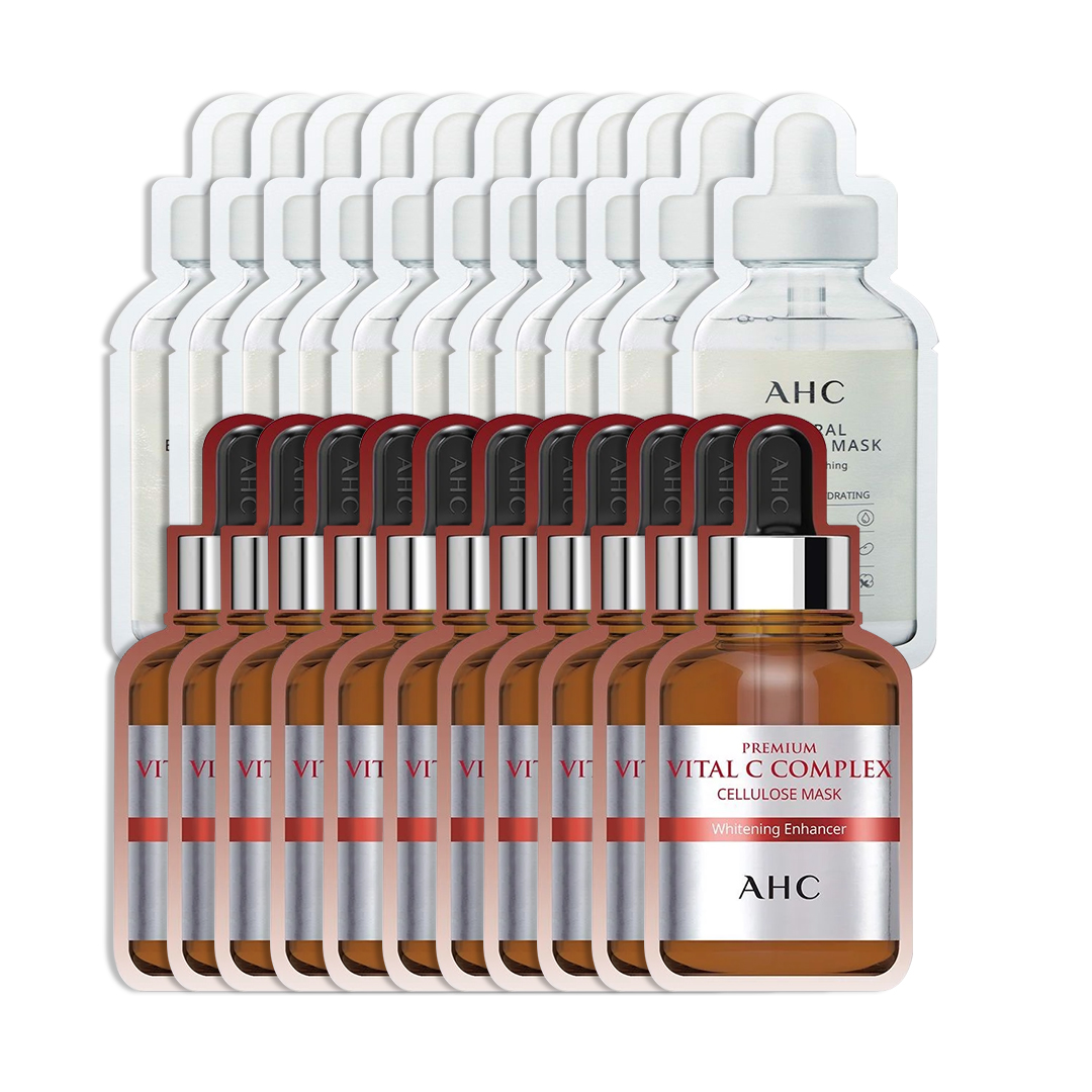 [11 Tặng 11] Combo 22 Miếng Mặt Nạ Làm Sáng Trắng Và Mềm Da Ahc Premium Vital C & Natural Essential Aqua Nourishing