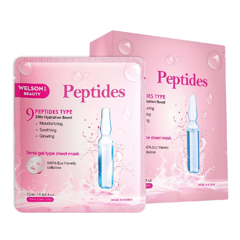 Mặt Nạ Cấp Ẩm 24H Trẻ Hóa Da Welson Beauty Peptides Moisturising Mask (Hộp 10 Miếng)